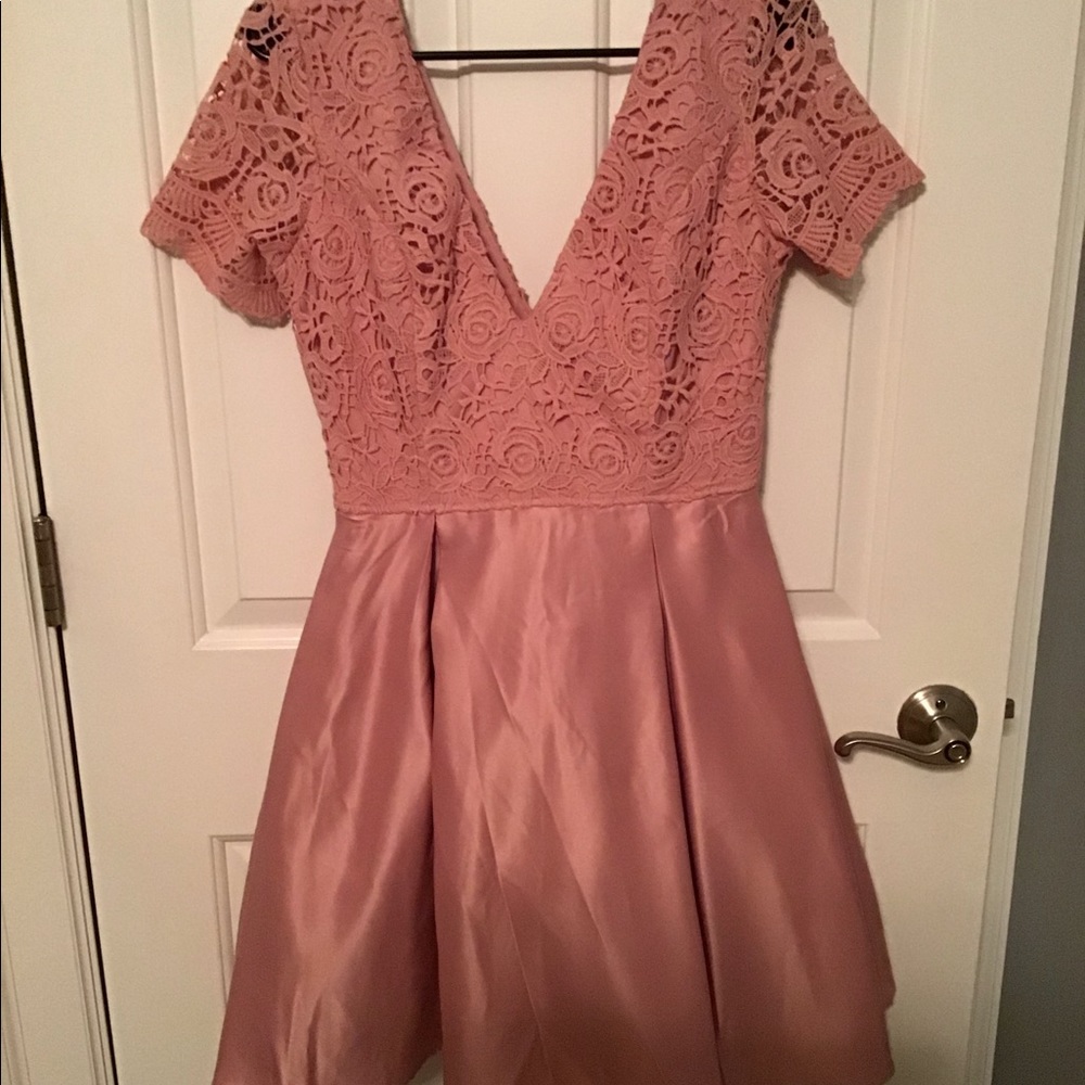 SOLD MANIJU pink lace short full dress